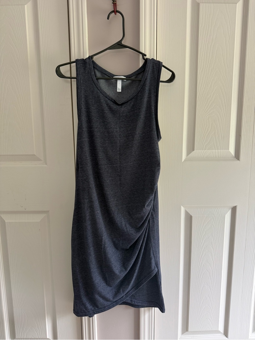 Leith Dark Navy Sleeveless Midi Dress with Draped Twist